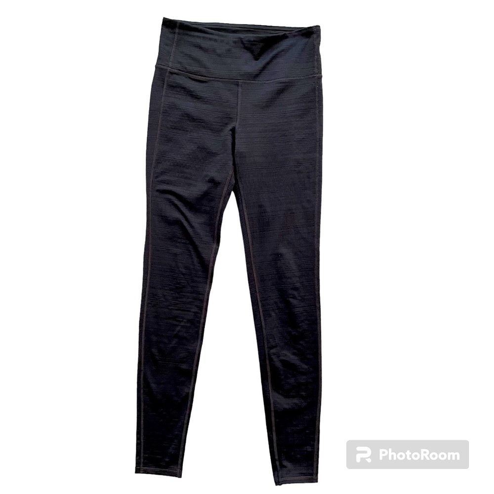 Athleta Leggings Jacquard Teal Black Chaturanga High Rise Gently Worn Size Small